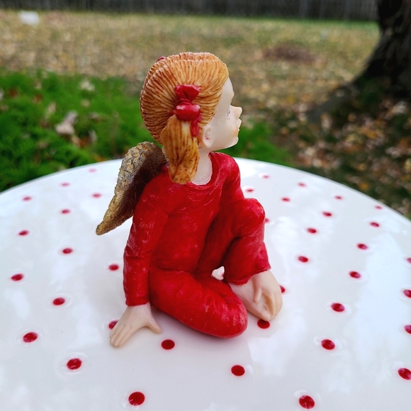 S. Lordi Susan Lordi Ceramic Red Pajama Pigtail Girl Angel Figurine 4" - Picture 3 of 11